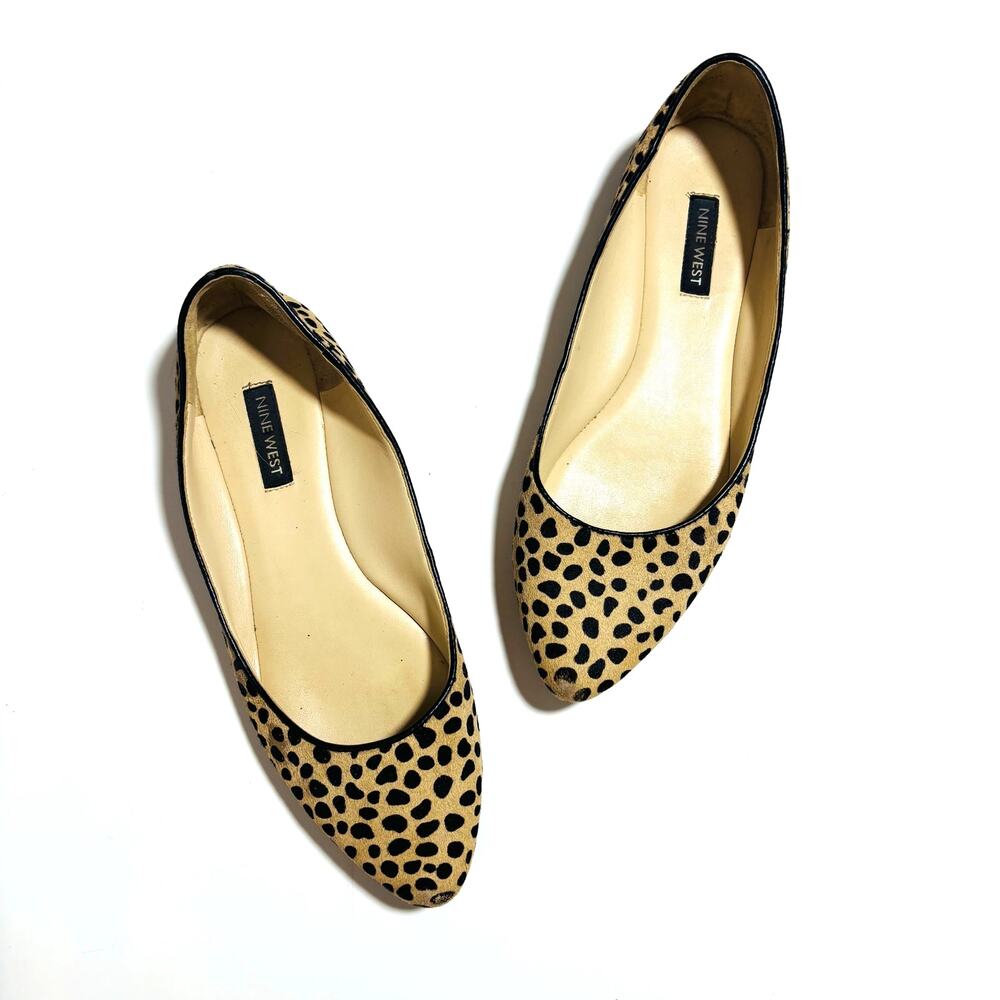 Nine West Cheetah Print Cow Fur Flats – Pointed Toe Slip-On